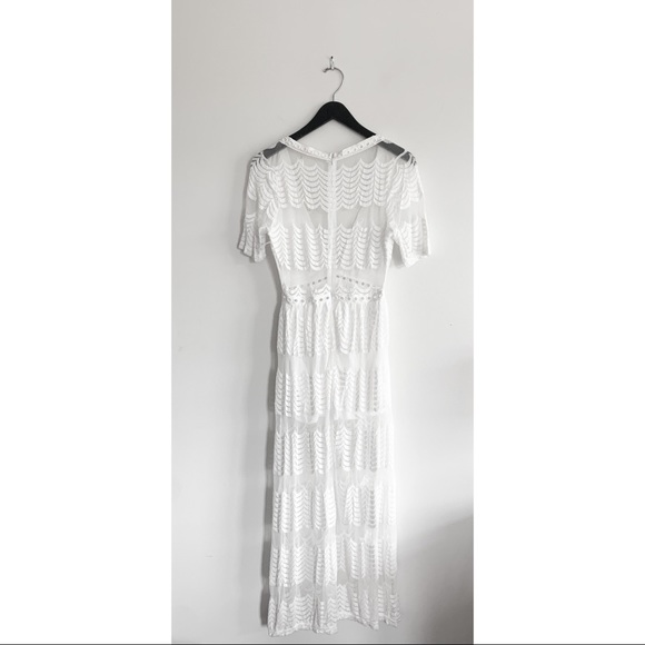 White Lace Overlay Maxi Dress Large New - Picture 4 of 10